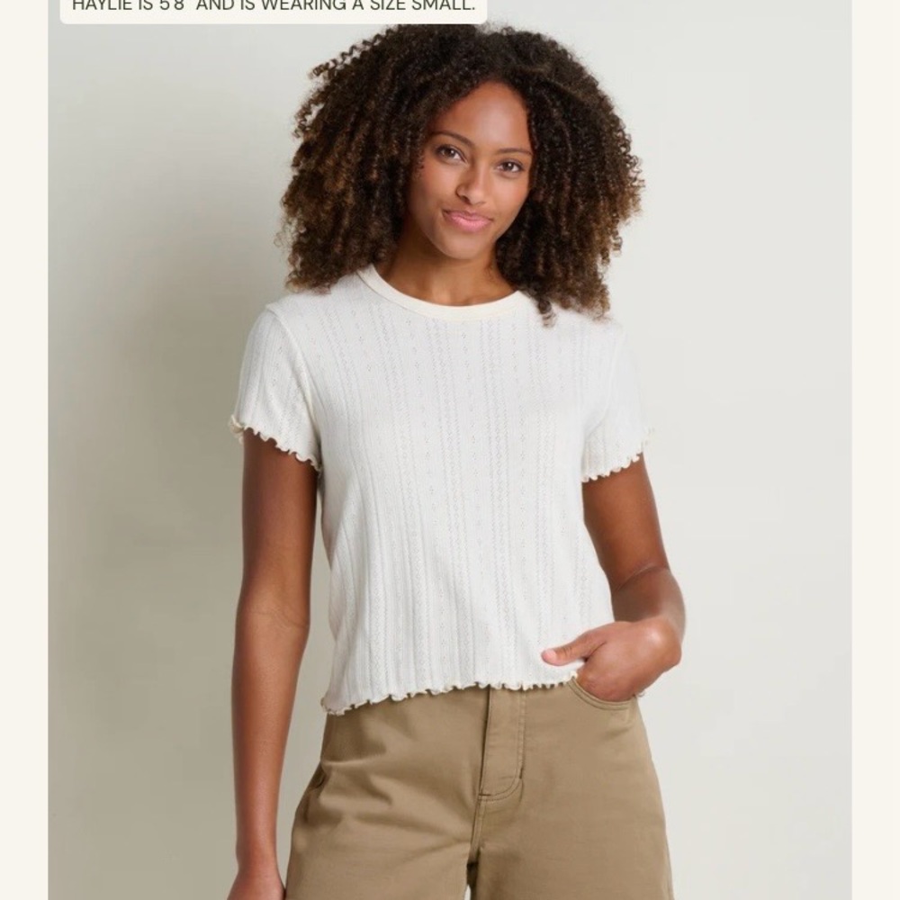 Toad&Co Foothill Pointelle Baby Tee cream white